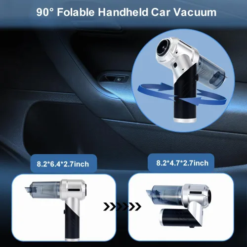 Vista 3 de Aspiradora de Coche Plegable de Mano, 4 en 1, 18000 PA, Mini Aspiradora Portátil Inalámbrica, Soplador de Aire, Soplador de Aire de Alta Potencia