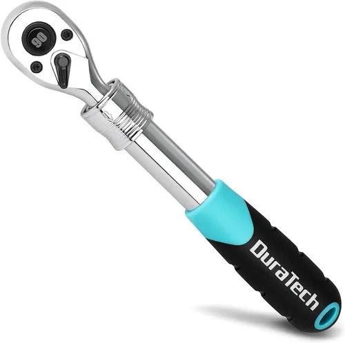 Vista 10 de DURATECH Trinquete de accionamiento extensible de 1/2 pulgadas, llave de trinquete reversible de 90 dientes con liberación rápida con mango