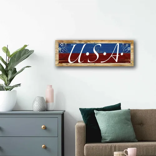 Vista 8 de Epic Art 'USA' de Ed Wargo, arte de pared de vidrio acrílico, 36"x12