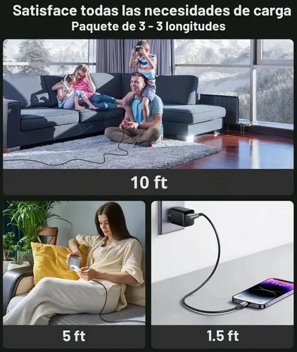 Vista 5 de Cable USB C a USB C, cable de carga tipo C en ángulo recto, cargador rápido USB-C de 90 grados para iPhone 17/16 Pro Max Plus, iPad Pro, cable tipo