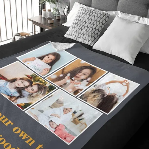 Vista 5 de Manta personalizada con fotos, regalos de recuerdo de cumpleaños, manta personalizada para padre, madre, niños, perros, amigos o parejas