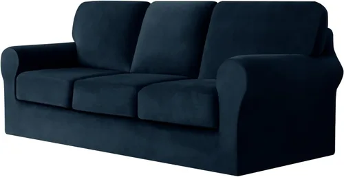Vista 45 de UNBBRRL Fundas de sofá de 3 piezas para sofá, funda de terciopelo elástico para sillón con 1 funda de cojín de asiento y 1 funda de respaldo