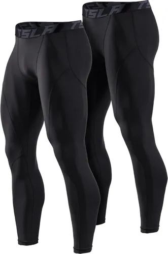 Vista 14 de TSLA - Pantalones de compresión térmica para hombres, calzas deportivas para correr, ropa base de invierno