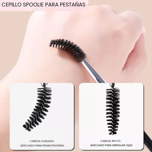 Vista 3 de KINGMAS Cepillo para Cejas Spoolie Profesional de Doble Punta con Ángulo para Delinear y Dar Forma a las Cejas o Pestañas (Negro)