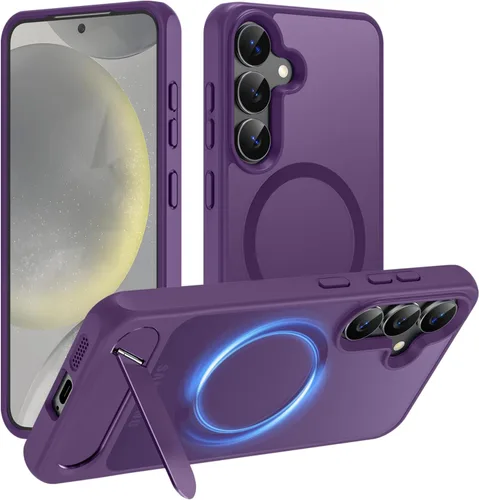 Vista 12 de Hualele - Funda magnética para Samsung Galaxy S24 Plus/S25 Plus con soporte de metal, [compatible con MagSafe]
