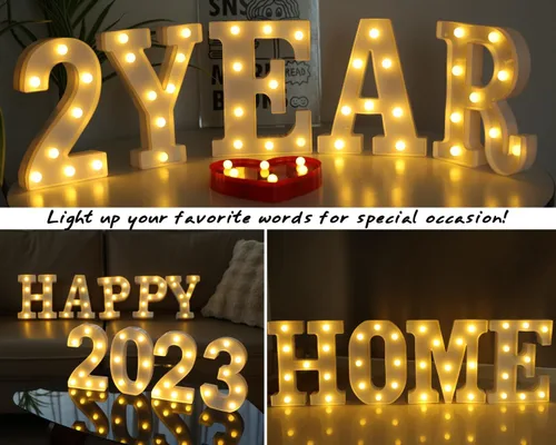 Vista 7 de Letras Iluminadas, Luces de Letras LED 26 del Alfabeto, Letra Decorativa Iluminada, Letras de Marquesina LED a Pilas para Fiesta, Bar, Luz Nocturna