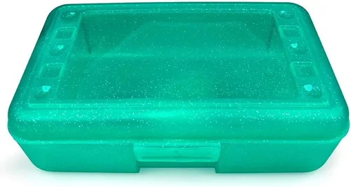 Vista 8 de Craft County Caja de lápices transparente Caja de utilidad de doble cara Organizador de suministros de oficina Azul