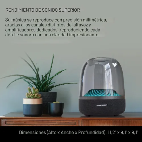 Vista 4 de Harman Kardon Aura Studio 4 - Altavoz Bluetooth para el hogar - Rendimiento de sonido superior - 5 temas de iluminación con efecto diamante