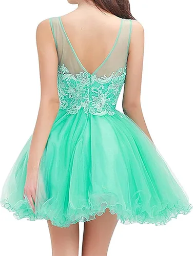 Vista 2 de MDDZM88 Vestido de cóctel para jóvenes con apliques de encaje vestido corto de quinceañera