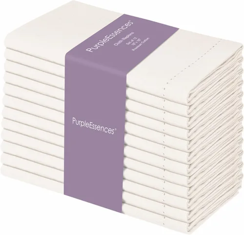 Vista 28 de PurpleEssences Juego de 6 servilletas de tela de vainica, 100% algodón, suaves, duraderas, lavables, ideales para bodas, Navidad, vacaciones