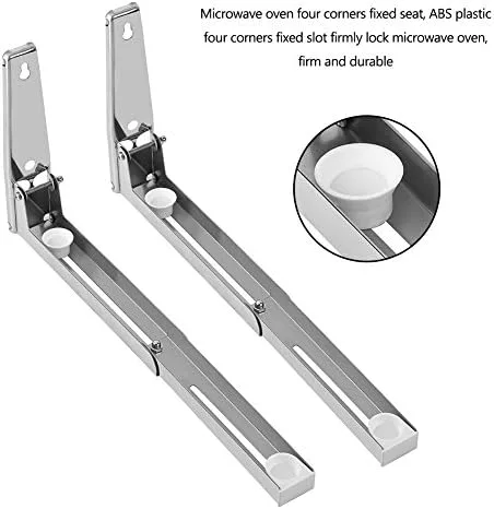 Vista 8 de Soporte de montaje en pared para microondas, soporte de ángulo en L de acero inoxidable 304, soporte para microondas, carga de 77 libras