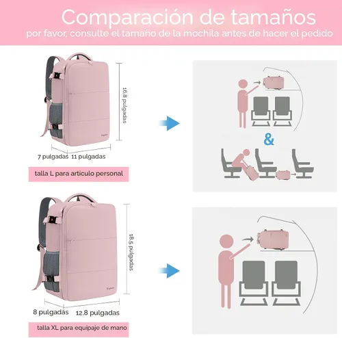 Vista 6 de Taygeer - Mochila de viaje para mujeres, mochila de cabina con puerto de carga USB y bolsa para zapatos, mochila TSA para laptop de 15.6 pulgadas