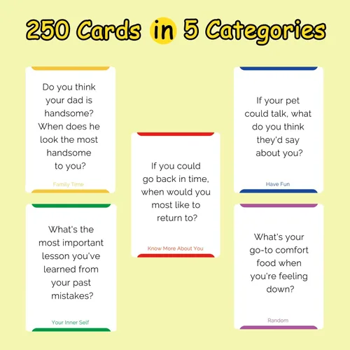 Vista 3 de Tarjetas de conversación para la familia - Generar conversaciones familiares - Juegos de cartas familiares para adultos, adolescentes y niños