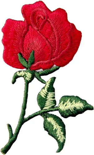 Vista 3 de Parche de rosas rojas boho bordadas retro con apliques florales para planchar y coser emblema de amor, juego de 2
