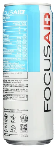 Vista 6 de FOCUSAID Energy Blend Bebida nootrópicos para combustible cerebral Alpha-GPC, GABA, complejo B, yerba mate, té verde 100% limpio 100 mg