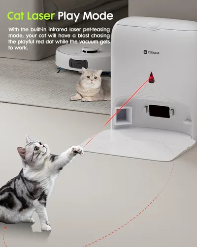 Vista 5 de V5 Robot aspirador y trapeador, aspiradora robótica de vaciado, succión de 8500 Pa, cortador de enredos de pelo de mascotas, navegación láser, láser