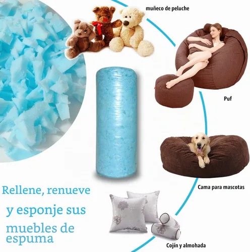 Vista 3 de BOXIN Relleno de espuma viscoelástica triturada, azul, 30 libras