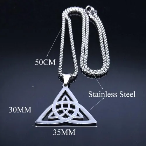 Vista 6 de Wicca Infinity Trinity Knot Triquetra Necklace Stainless Steel Witch Celtic Knot Amulet Necklace Jewelry Collar Acero Inoxidable