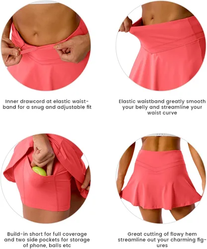 Vista 6 de MEIVSO Women's High Waisted Tennis Skirt Athletic Sports Golf Running Skorts Built-in Shorts