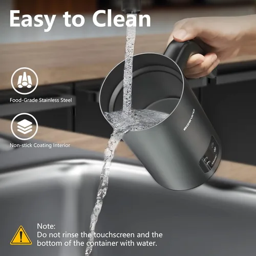 Vista 4 de BIZEWO Espumador de leche eléctrico, vaporizador de leche caliente y fría, calentador de leche automático 4 en 1 de acero inoxidable con pantalla