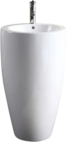 Vista 3 de Fine Fixtures Pedestal de la isla, elegante fregadero de pedestal de una pieza, China vítrea