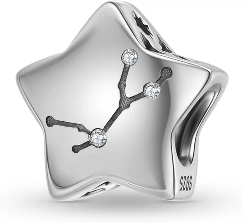Vista 20 de Abalorio de constelación de plata de ley 925 con piedra natal para pulsera Pandora, regalo para aniversario, cumpleaños, Navidad Acuario A