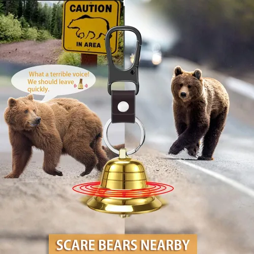 Vista 2 de NedFoss Juego de campanas de oso fuerte para asustar a osos, esenciales de senderismo para mujeres, silbato de emergencia y campanas de oso