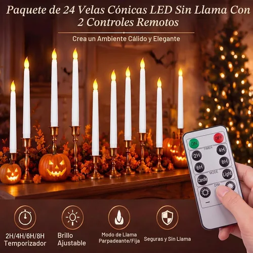 Vista 5 de Tuanse - 24 velas LED sin llama de 11 pulgadas para Halloween, color blanco