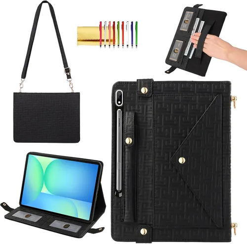 Vista 38 de Bolso Funda para Samsung Galaxy Tab S10 FE/S9 FE 10.9"/S9/S8/S7 11", Techcircle Folio con Soporte Cruzado, Billetera con Ranura para Lápiz S Pen