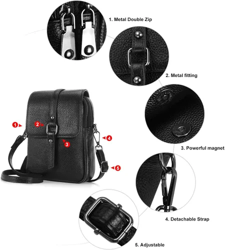 Vista 4 de XEYOU Cartera pequeña para mujer de cuero genuino ligero cruzado