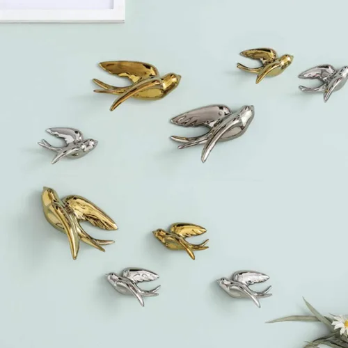 Vista 3 de BESPORTBLE 1 estatua de pájaro para colgar en la pared, decoración de pared de cerámica, adorno de estilo nórdico para decoración, diseño de ahorro