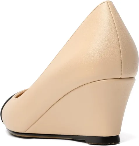Vista 5 de Eldof Zapatos de tacón bajo con punta cuadrada para mujer, zapatos de tacón alto de 2 pulgadas con punta de casquillo y tacones de cuña para vestir