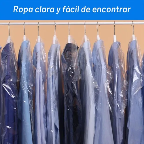 Vista 5 de Paquete de 100 bolsas de plástico para limpieza en seco de 23.6 x 35.4 pulgadas, bolsas de ropa para colgar ropa, cubiertas transparentes
