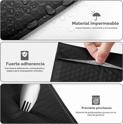 Vista 5 de METRONIC Sobres acolchados de burbujas de 8.5 x 12 pulgadas, color negro