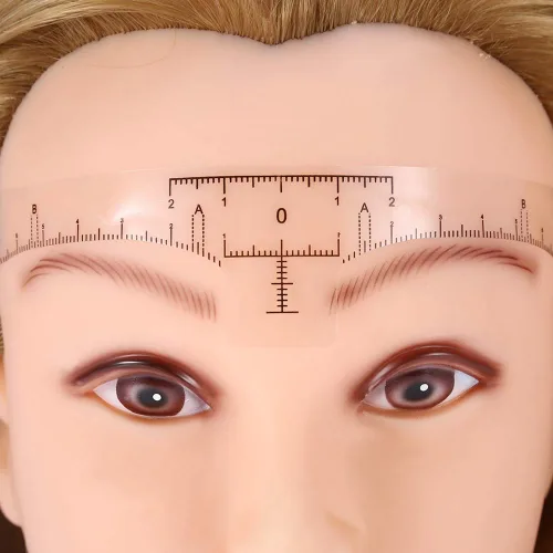 Vista 7 de Regla de cejas, 50 unidades adhesivo desechable para cejas, regla de cejas herramienta de maquillaje para medición de maquillaje