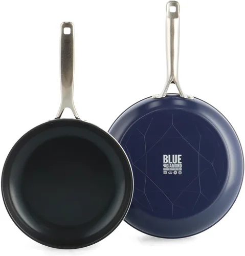 Vista 13 de Blue Diamond - Sartén antiadherente de 8 pulgadas, sin PFAS, sartén de cerámica para huevos y tortilla, con infusión de diamante, apta