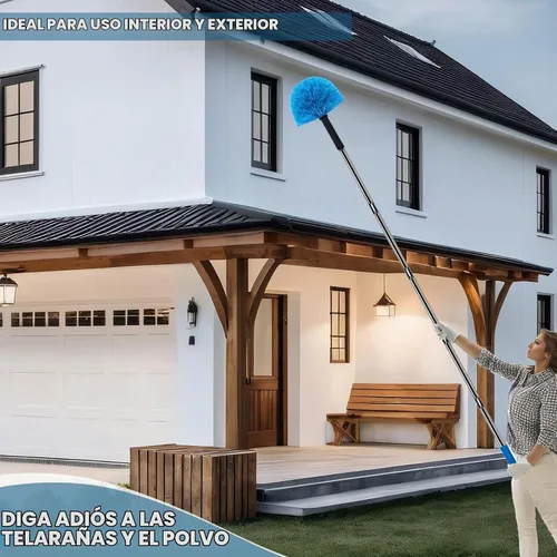 Vista 8 de Cepillo de cabeza de telaraña, cepillo giratorio para limpieza de tela de araña en exteriores e interiores, se adapta a postes roscados estándar