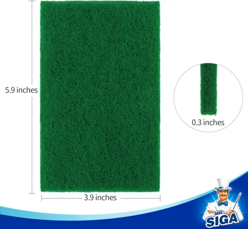 Vista 2 de MR.SIGA Estropajos resistentes, limpiador doméstico para cocina, fregadero, plato, paquete de 24, 3.9 x 5.9 pulgadas (3.9 x 5.9 in), color verde