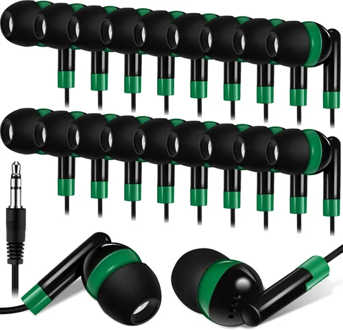 Vista 16 de Kanayu Paquete de 50 auriculares con cable a granel para aula, auriculares básicos con cable para estudiantes, sin micrófono, con conector de 0.138