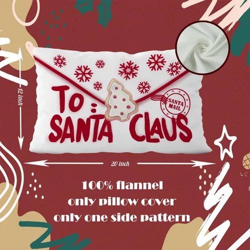 Vista 5 de Fundas de almohada rojas de Navidad - Fundas de almohada de Papá Noel de 12 x 20 pulgadas para decoración del hogar
