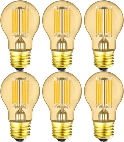 Vista 10 de Leools Bombilla LED ámbar E26 regulable de 6 W igual a 60 W, bombilla LED Edison vintage AC120V 2700K A15 bombilla LED para ventilador de techo