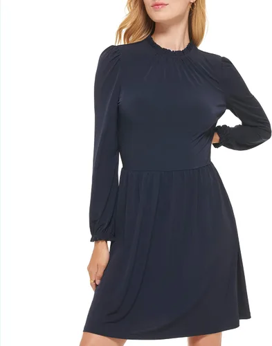 Vista 2 de Tommy Hilfiger Vestido de manga larga con cuello con volantes para mujer