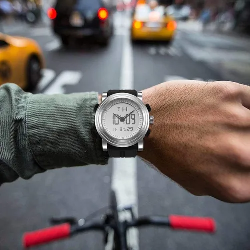 Vista 5 de BUREI - Reloj deportivo analógico digital con cronómetro, alarma, luz LED y correa de goma, para hombre