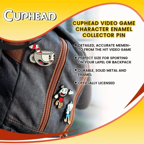Vista 4 de Pin coleccionista de esmalte de personajes de videojuegos Cuphead
