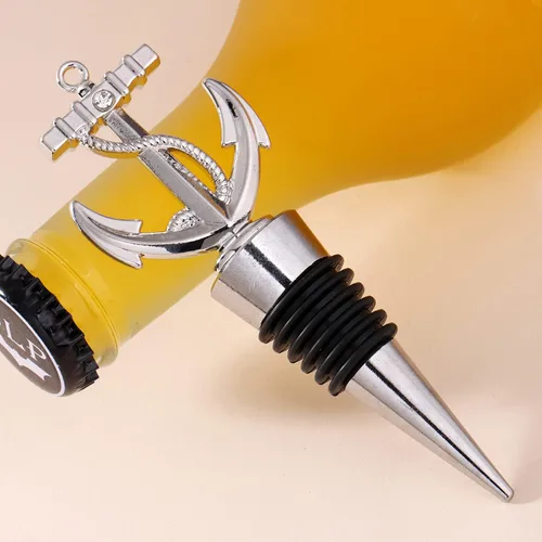 Vista 2 de 12 tapones de anclaje divertidos para vino y bebidas, recuerdos de fiesta para nupcial playa, tapones de vino náuticos, decoración de fiesta