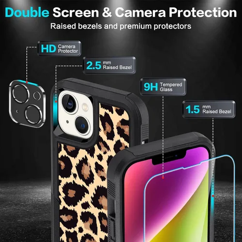 Vista 4 de [Usado] Funda LOQUPE [5 en 1] para iPhone 14 Plus, con 2 protectores de pantalla + 2 protectores de lente de cámara, funda protectora antichoque