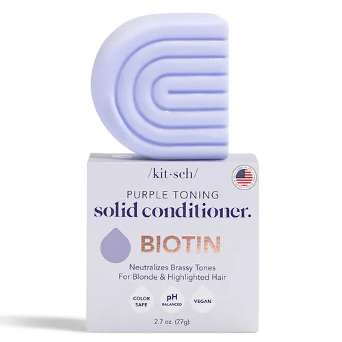 Vista 9 de Kitsch Acondicionador tonificante morado para rubios y cabello teñido - Barra de acondicionador para mujeres y hombres - Con biotina para fortalecer