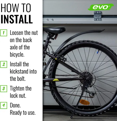 Vista 8 de evo Soporte de bicicleta - Soporte de eje de acero para bicicletas de 20" almacenamiento de bicicletas para interiores