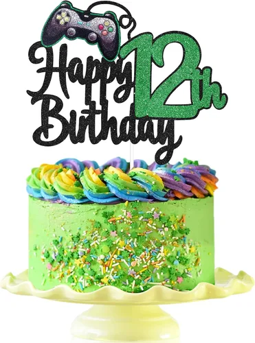 Vista 9 de Decoración de pastel de feliz cumpleaños 8 para videojuegos, suministros para tartas de fiesta de cumpleaños de 8 años, juego en nivel, decoración