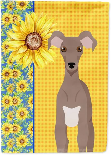 Vista 311 de Caroline's Treasures WDK5313GF Bandera de jardín con diseño de girasoles de verano, color negro y tostado, Airedale Terrier para buzón, bandera